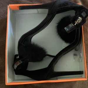 Black fur heels